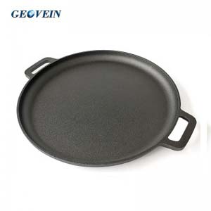 16 inch round shape cast iron pizza pan with handles