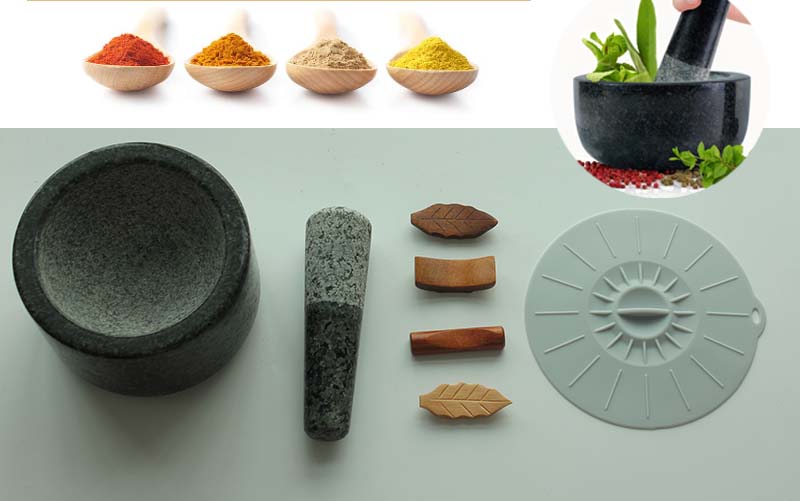 Mortar and Pestle 100% Natural Granite with polishe