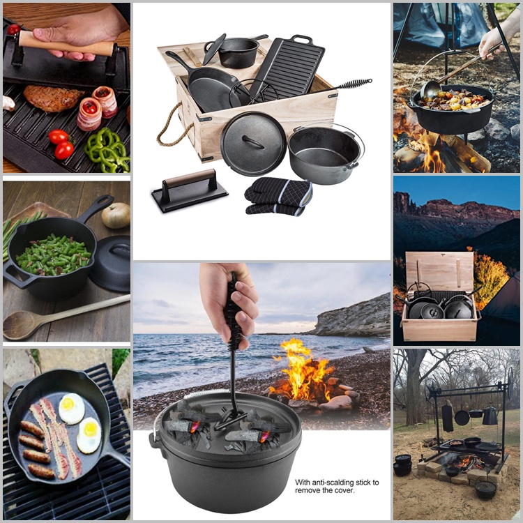 Cast Iron Camping Cooking Set 9 Piece – Boutique Camping