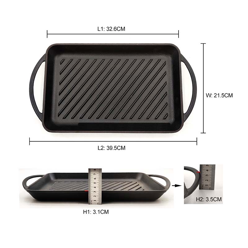 Cast-Iron Rectangular Grill Pan Size