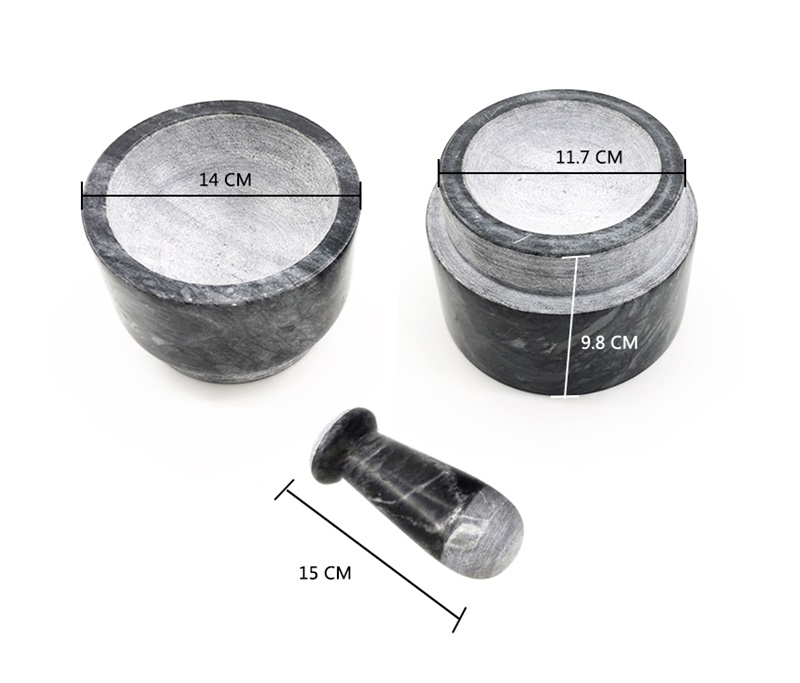 GV-ST01 尺寸.jpg Granite Mortar and Pestle Set with Silicone Lid Mat and Spoon