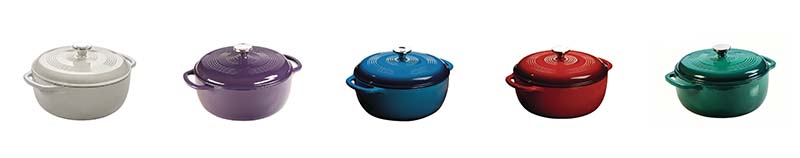 Colorful enameled cast iron round dutch oven