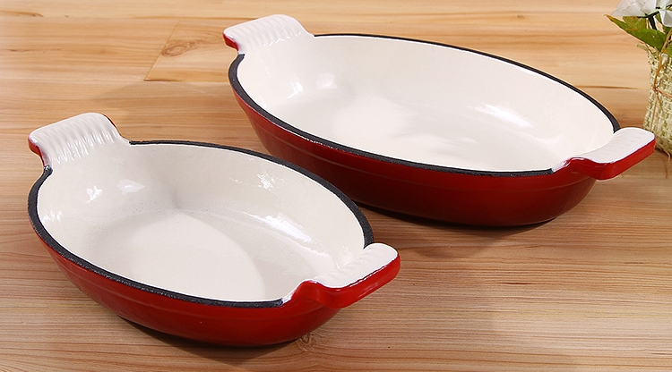 Enamel cast iron oval baking tray/fish shape dish pan/serving plate