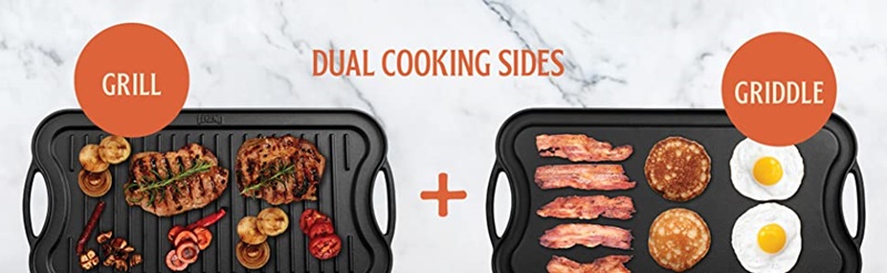 Cast Iron Griddle for Gas Stovetop  2-in-1 Reversible