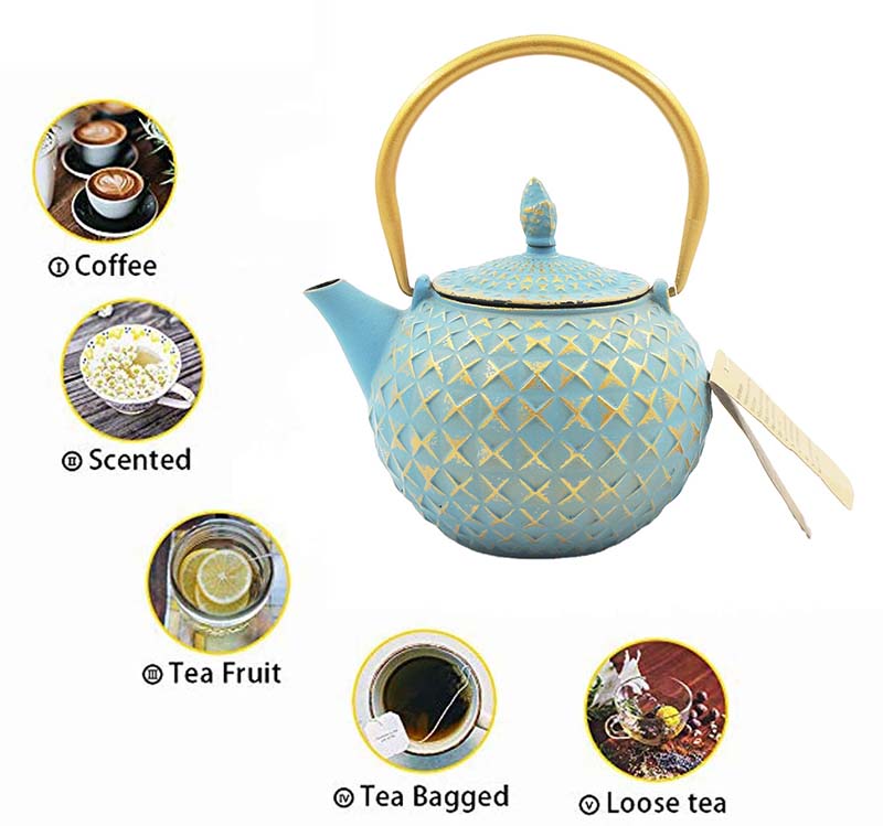 Wholesale 850ml Colorful Coffee Pot Chinese Traditional Cast Iron Teapot