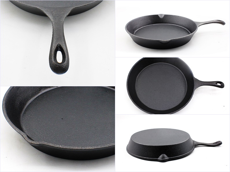 12 inches Large Cast Iron skillet with two pour spouts