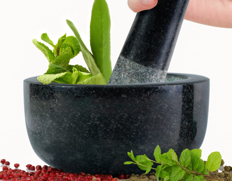 Mortar and Pestle 100% Natural Granite with polished