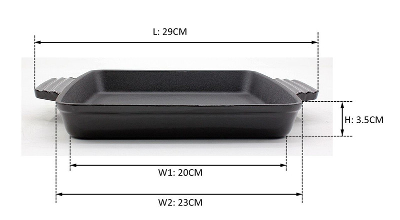 Square Baking Dish 3 layers matte enamel interior coating Enamel cast iron roasting pan