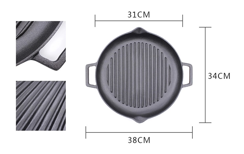 Round  Cast Iron Grill Pan Size