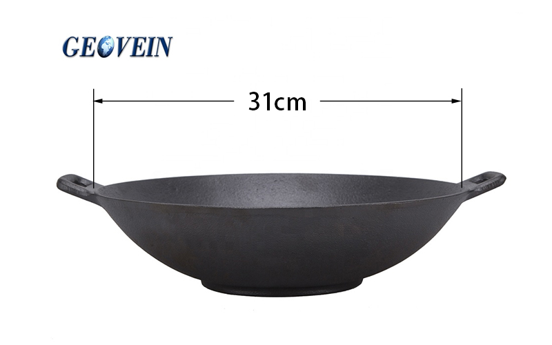 Pre-Seasoned Cast Iron flat botton Wok size