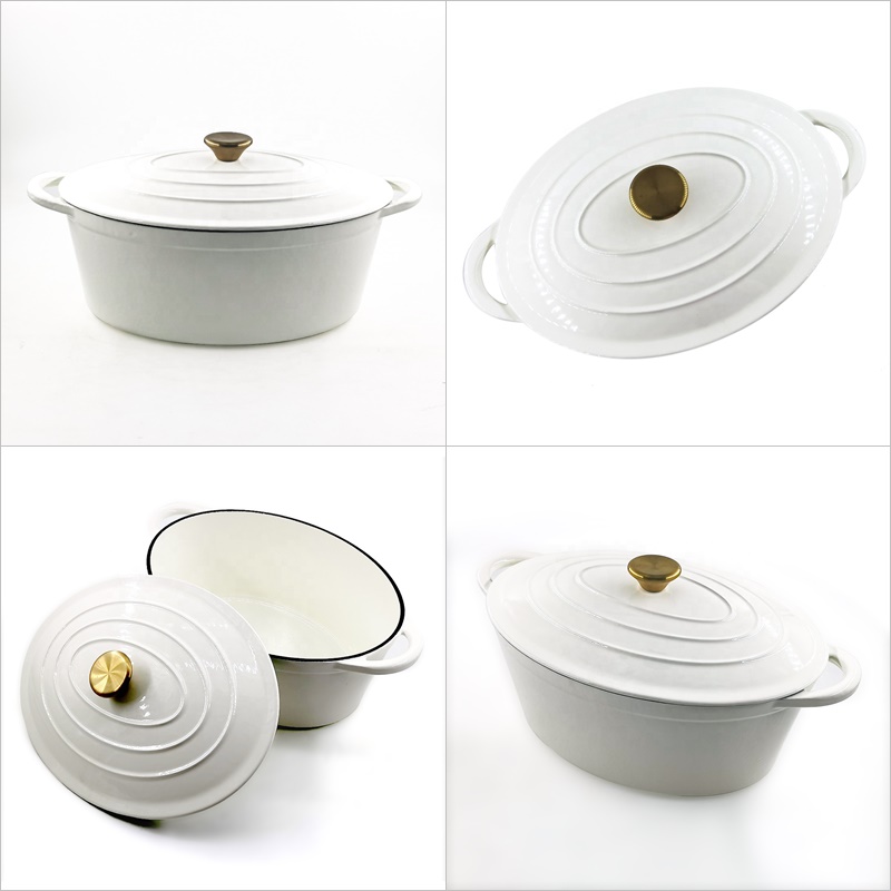 Best selling Cream White Cast Iron Oval Enamel Casserole Dish Pot