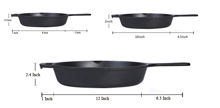 Cast Iron Skillet Set Size