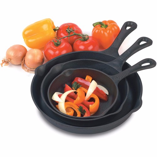 Pre-seasoned Cast Iron 3 Piece Skillet Set Fry Pans Cookware Pots