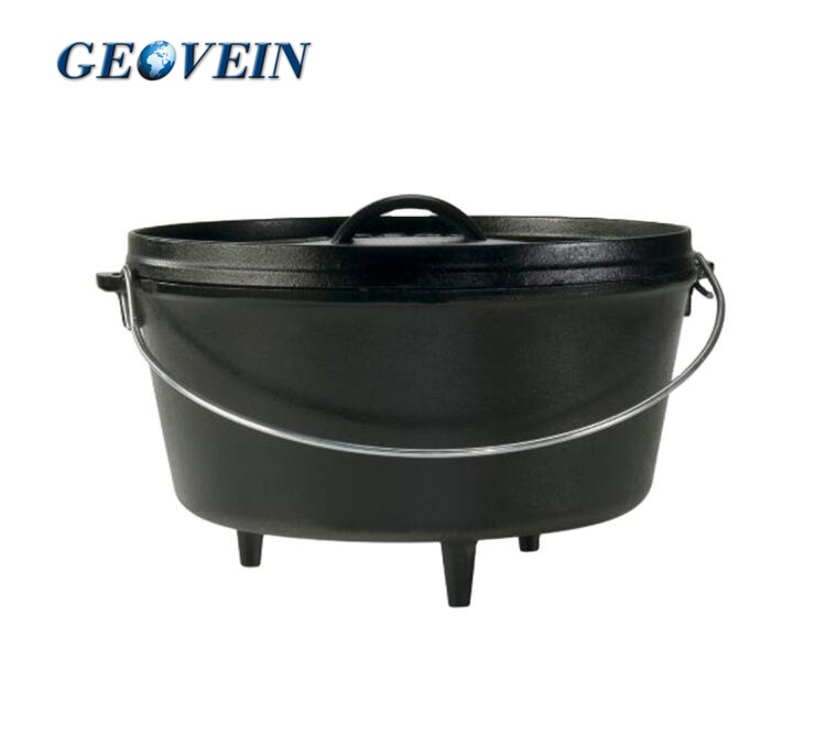 Camping cast iron casserole pot  dutch oven