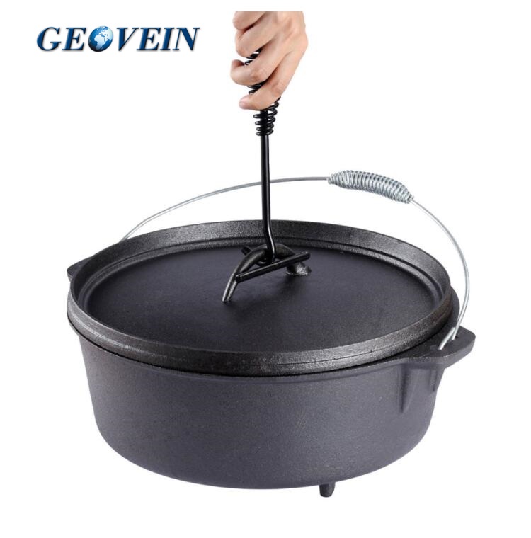 Camping cast iron casserole pot  dutch oven spec details