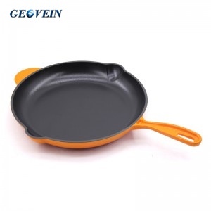 Enameled Coated Solid Cast Iron Frying Pan Skillet