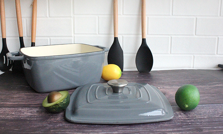 Gray Enameled Cast Iron Dutch Oven