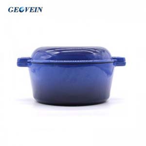 2 in 1 enameled cast iron double dutch oven with skillet Grill