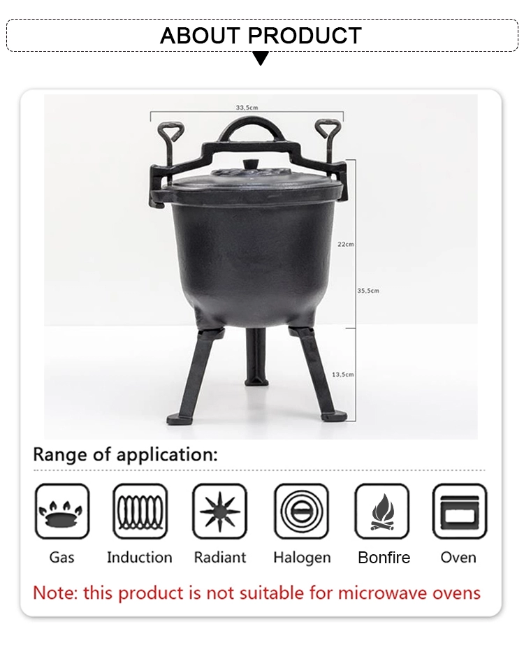 4L-7L-10L-15L Three Legs Cast Iron Meat Pot For Poland