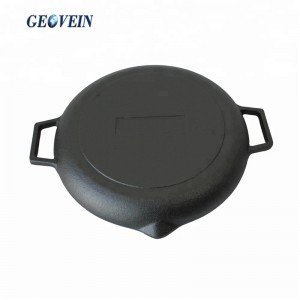 Round  Cast Iron Grill Pan With Two Helper Handles