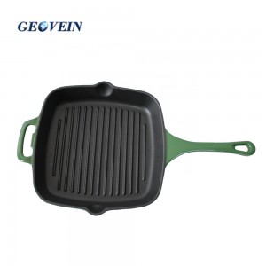 Enamel Cast Iron Square Griddle Pan/Grill with Pouring Spouts
