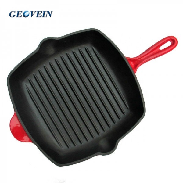 Cast Iron square grill pan with Handle