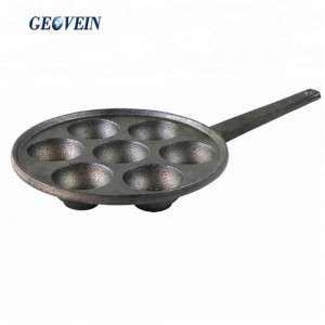 7 Holes Cast Iron Baking Pan With One Long Handle