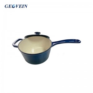 Best selling enameled cast iron round saucepan with long handle