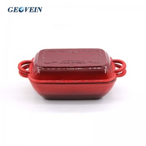 Red Color  2 in 1 Enameled Casserole Baking Pan With Griddle Lid