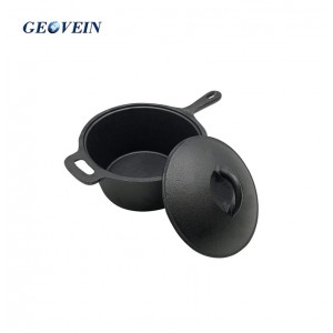 Cast Iron Sauce Cooking Pan With iron Handle and Lid