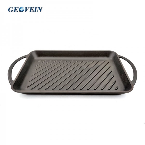 Cast-Iron Rectangular Grill Pan  with Two Loop Handles