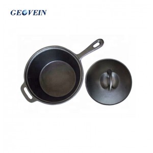 Cast Iron Sauce Cooking Pan With iron Handle and Lid