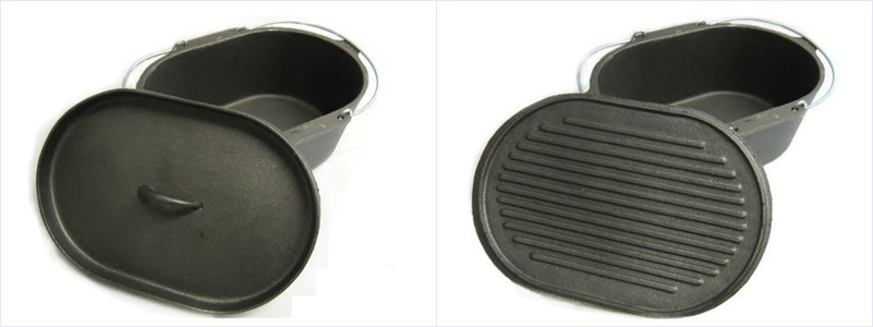 Oval Cast Iron Dutch Oven with Grilling Lid
