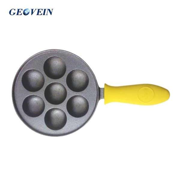 7 Holes Cast Iron Baking Pan With One Long Handle