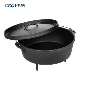 8 Qt Preseasoned Covered Cast Iron Dutch Oven for Camping