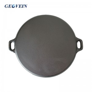 Pre-Seasoned Round Spiral Cast Iron Oil-Control Bakeware Griddle Grill Pan With Two Helper Handles