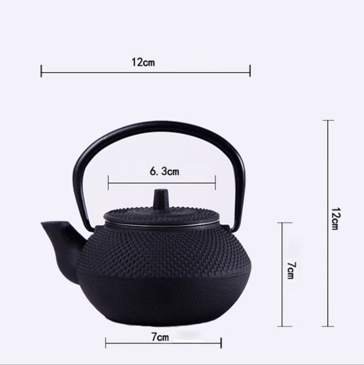 Black Cast Iron Tea Kettle Set Japanese Small Particles