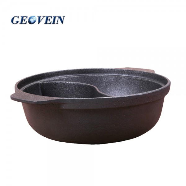 divided hot pot cast iron shabu-shabu pot