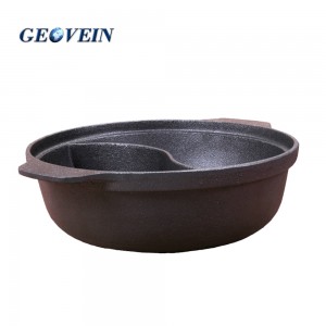 divided hot pot cast iron shabu-shabu pot