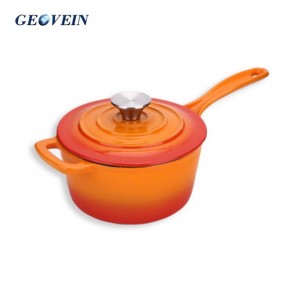 Best selling enameled cast iron round saucepan with long handle