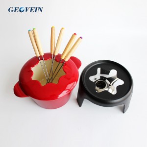 Cast Iron Fondue Christmas Promotion Enamel Chocolate Fondue Maker