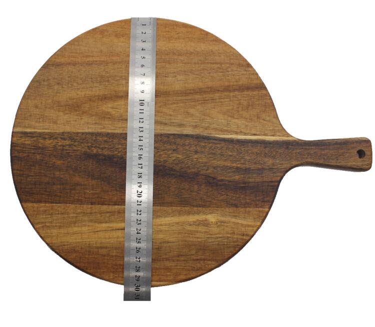 The round Acacia wooden pizza pan spec details