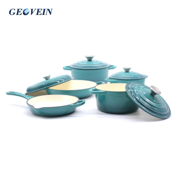 5 piece Enameled cast iron cookware set