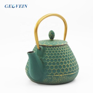 Iron Tea Pots Dark Green Hexagon Pattern