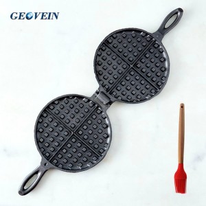 Pre-Seasoned Cast Iron Stovetop 2-Piece Hinged Waffle Maker