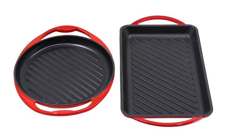 Enameled Heavy Duty Cast Iron Grill Pan with Double Handles