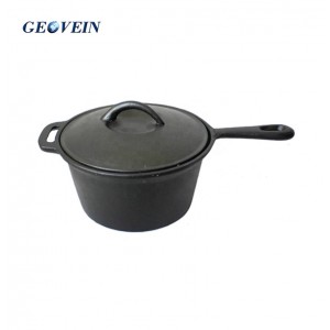 Cast Iron Sauce Cooking Pan With iron Handle and Lid