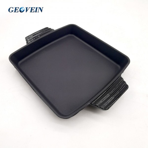 Square Baking Dish 3 layers matte enamel interior coating Enamel cast iron roasting pan