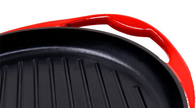 Enameled Heavy Duty Cast Iron Grill Pan with Double Handles
