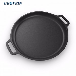 14 inch Cast Iron Grill Pan Pre-seasoned Baking Round Pizza Pan